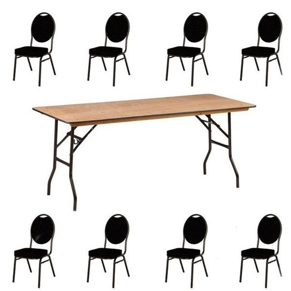 Klaptafel inclusief 8 stackchairs